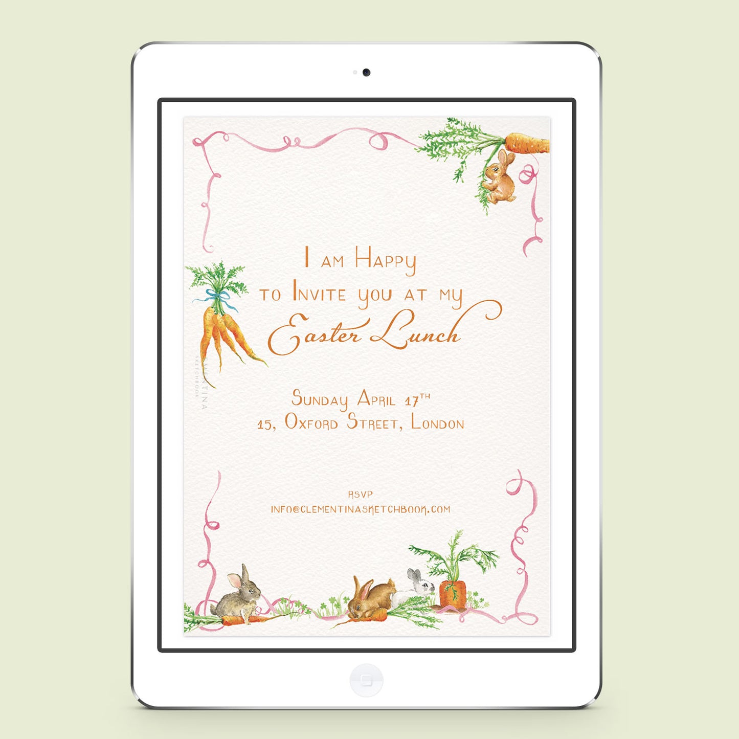 Bunnies & Carrots Digital Invitation