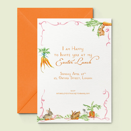 Bunnies & Carrots Printed Invitation