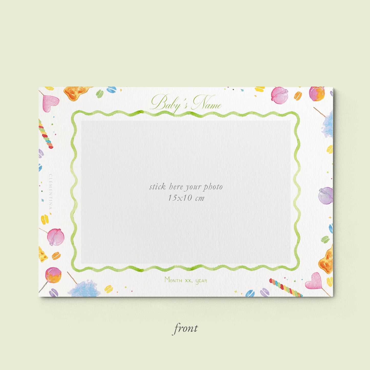 Candy Printed Birth Announcement with photo