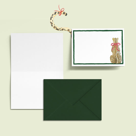 Festive Leopard Mini Personal Stationery Cards