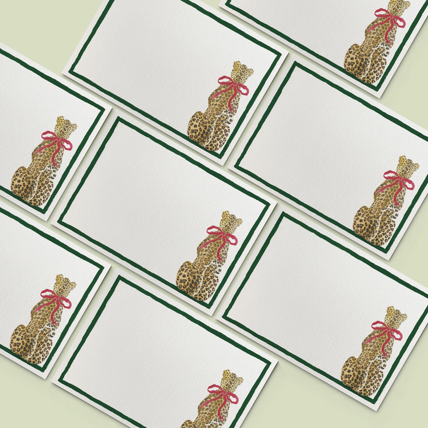 Festive Leopard Mini Personal Stationery Cards
