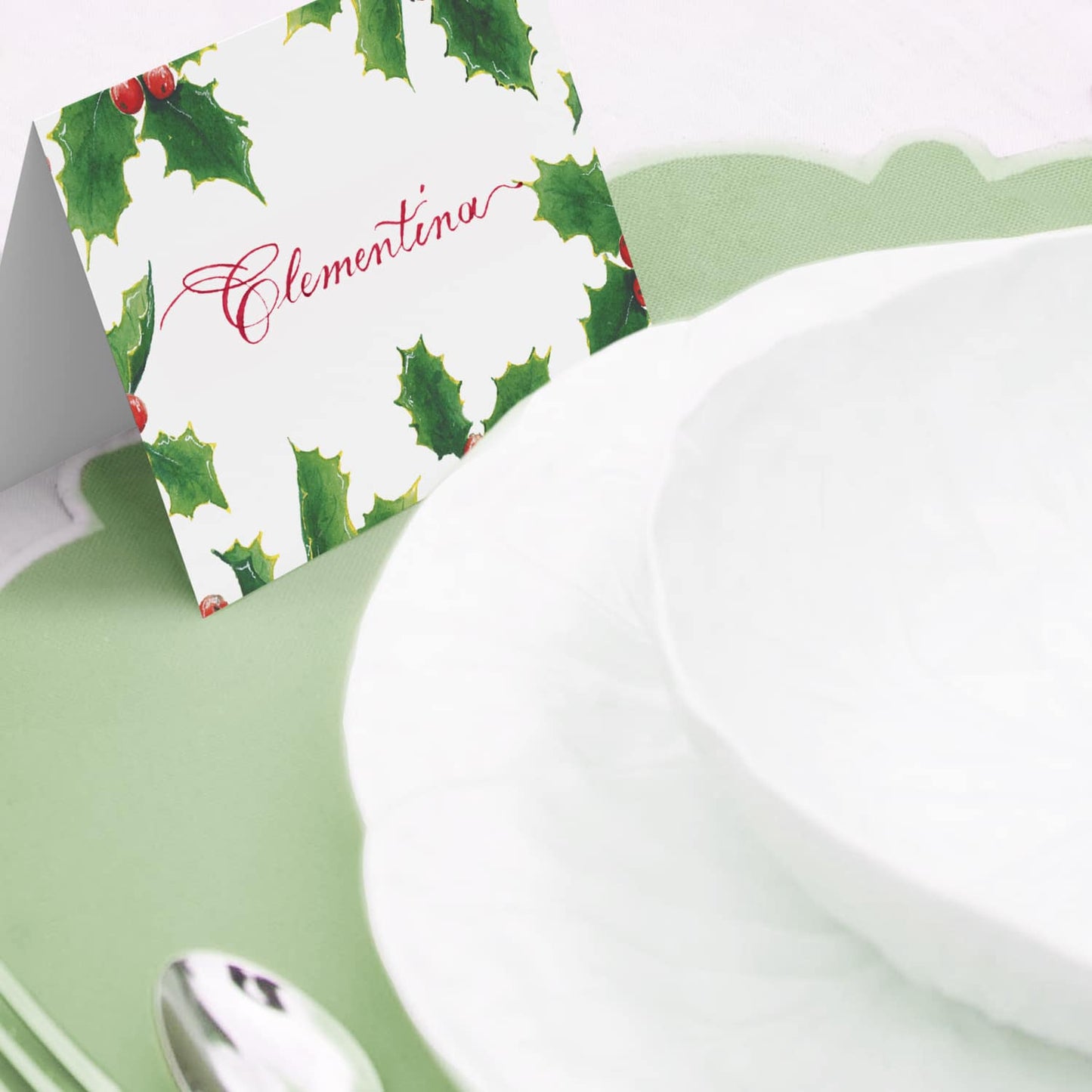 Christmas Holly Place Cards - 02