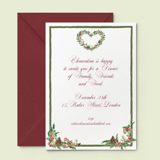 Christmas Wreath Printed Invitation - Cover01
