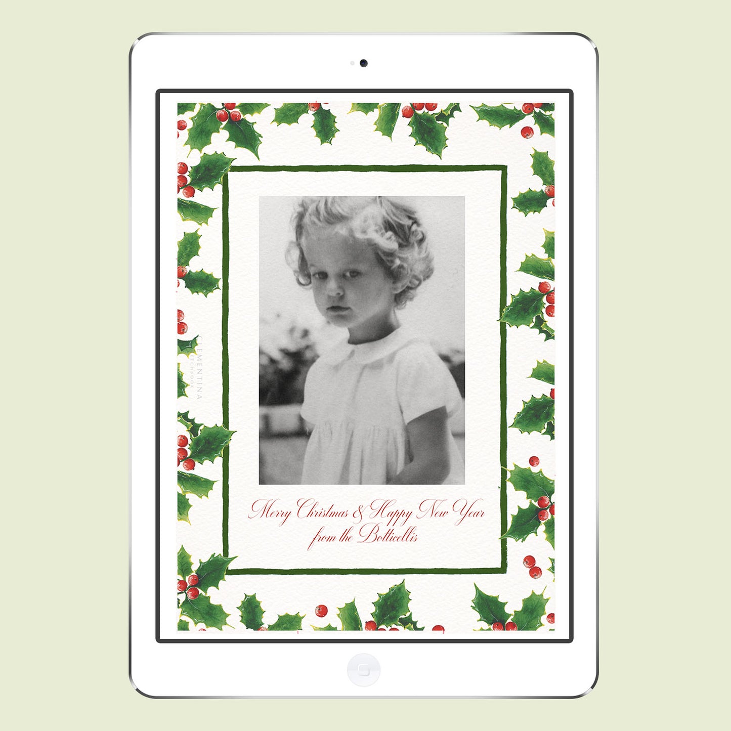 Christmas Holly Digital Family Cards