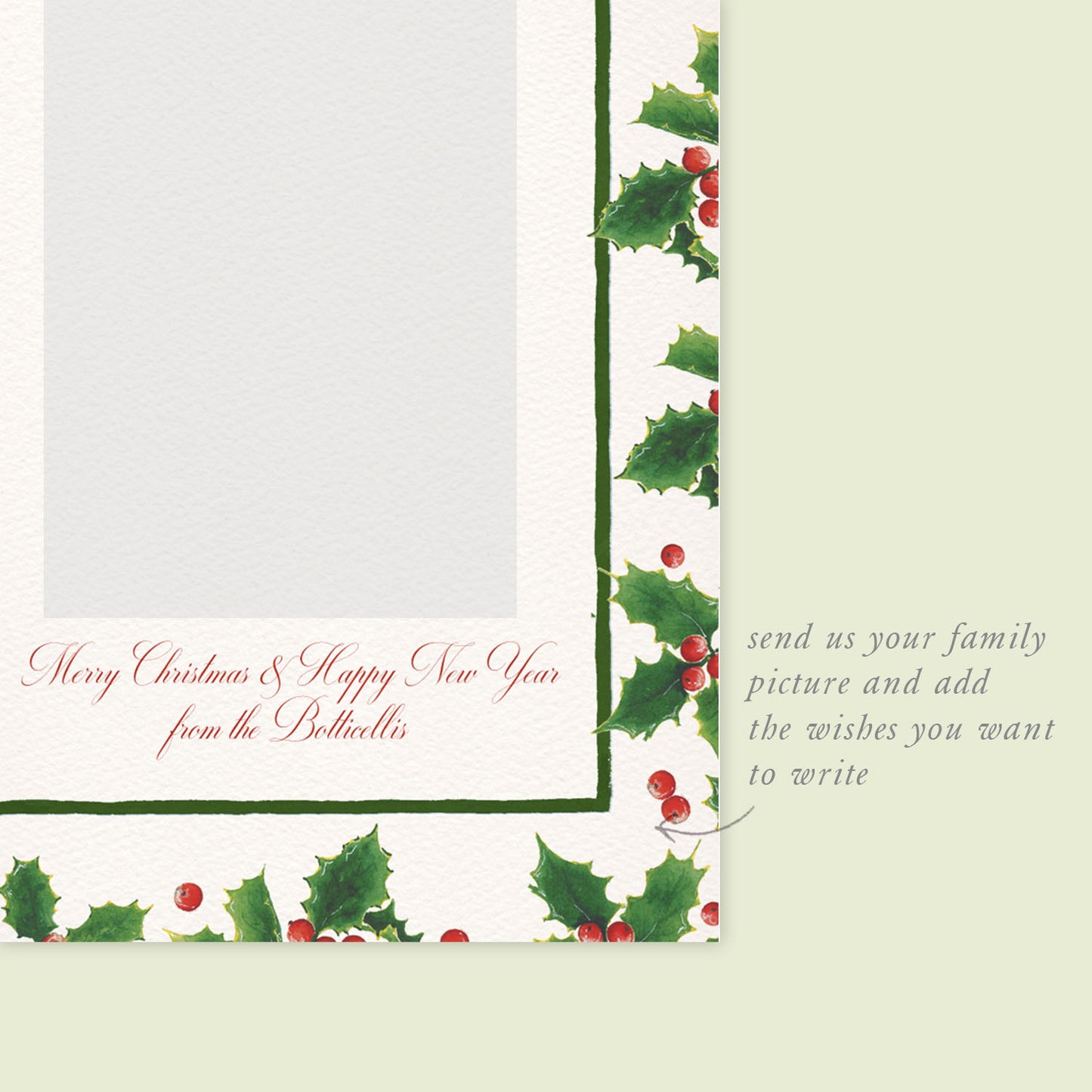 Christmas Holly Digital Family Cards