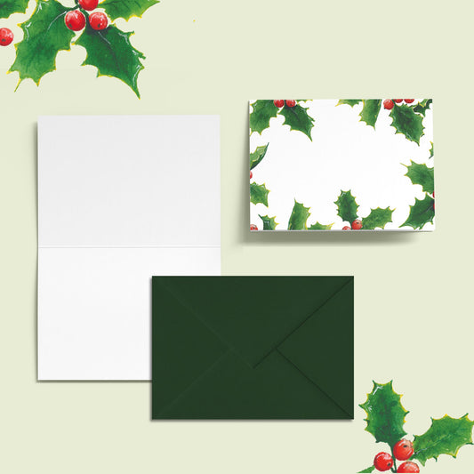 Christmas Holly Mini Personal Stationery Cards