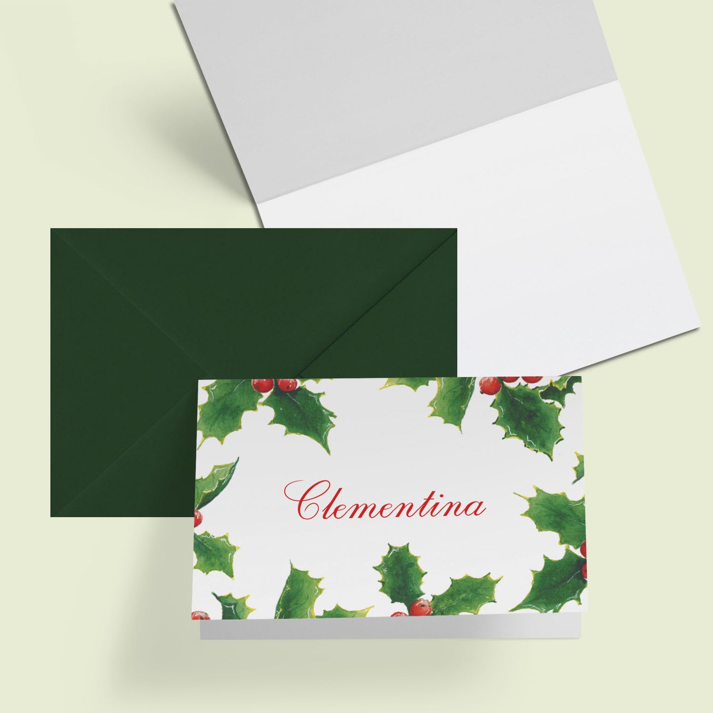 Christmas Holly Mini Personal Stationery Cards
