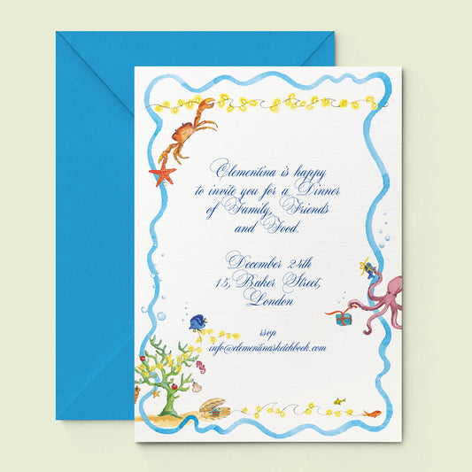 Christmas Under The Sea Printed Invitation