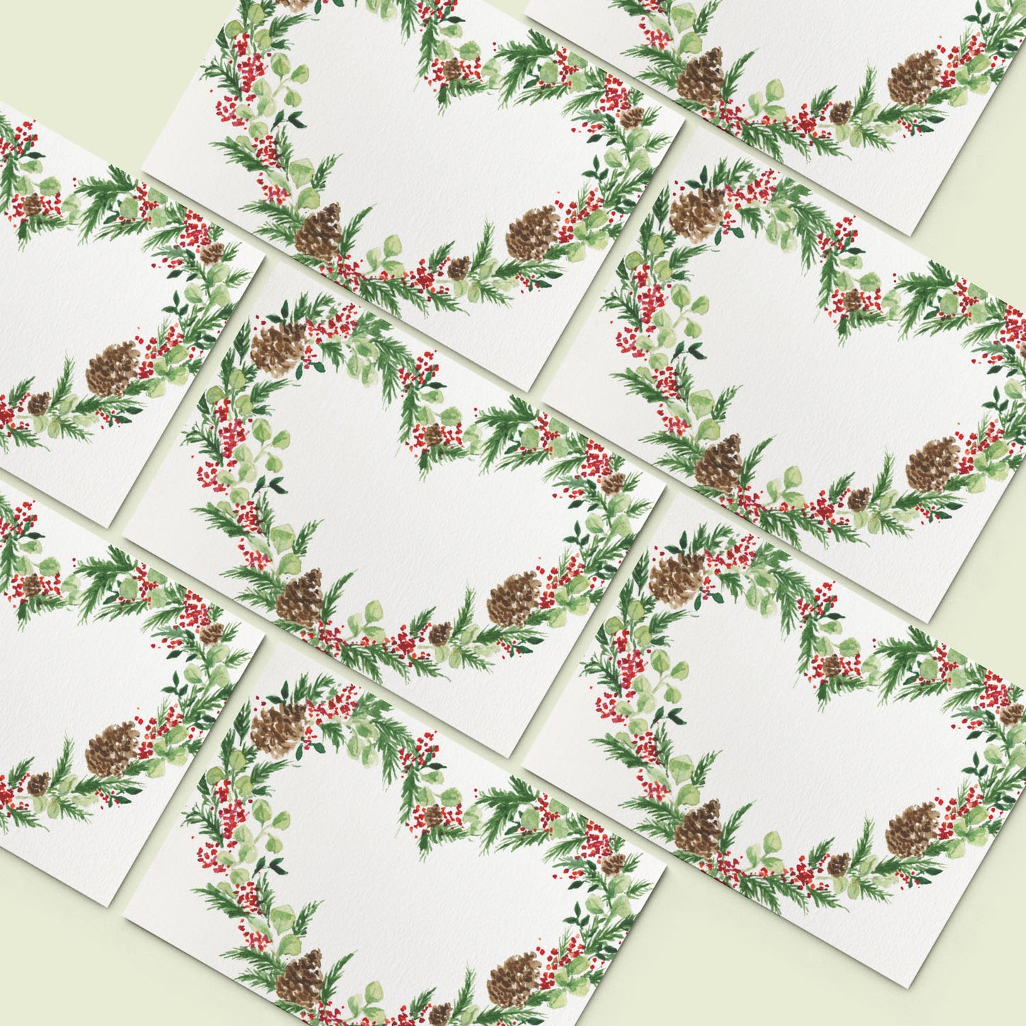 Christmas Wreath Mini Personal Stationery Cards