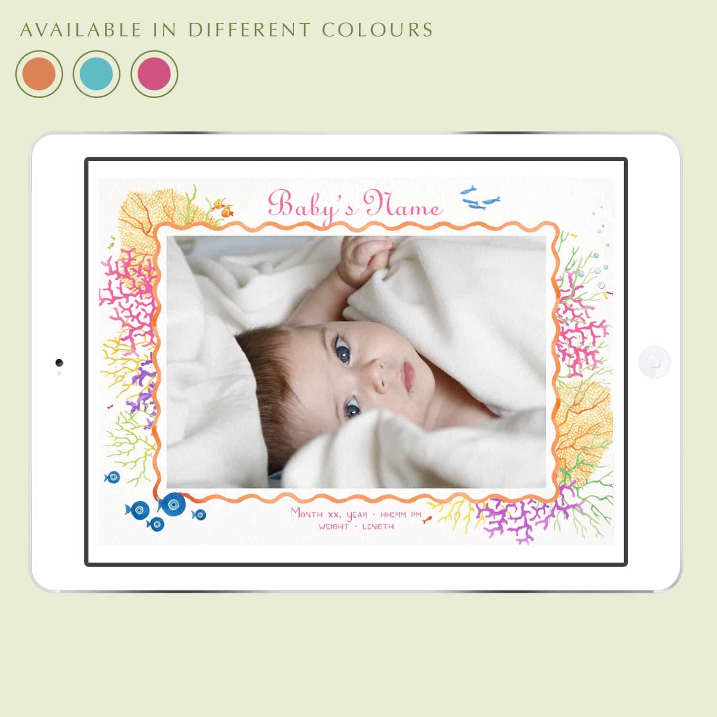 Coral Reef Digital Birth Announcement - Cover - Var 10