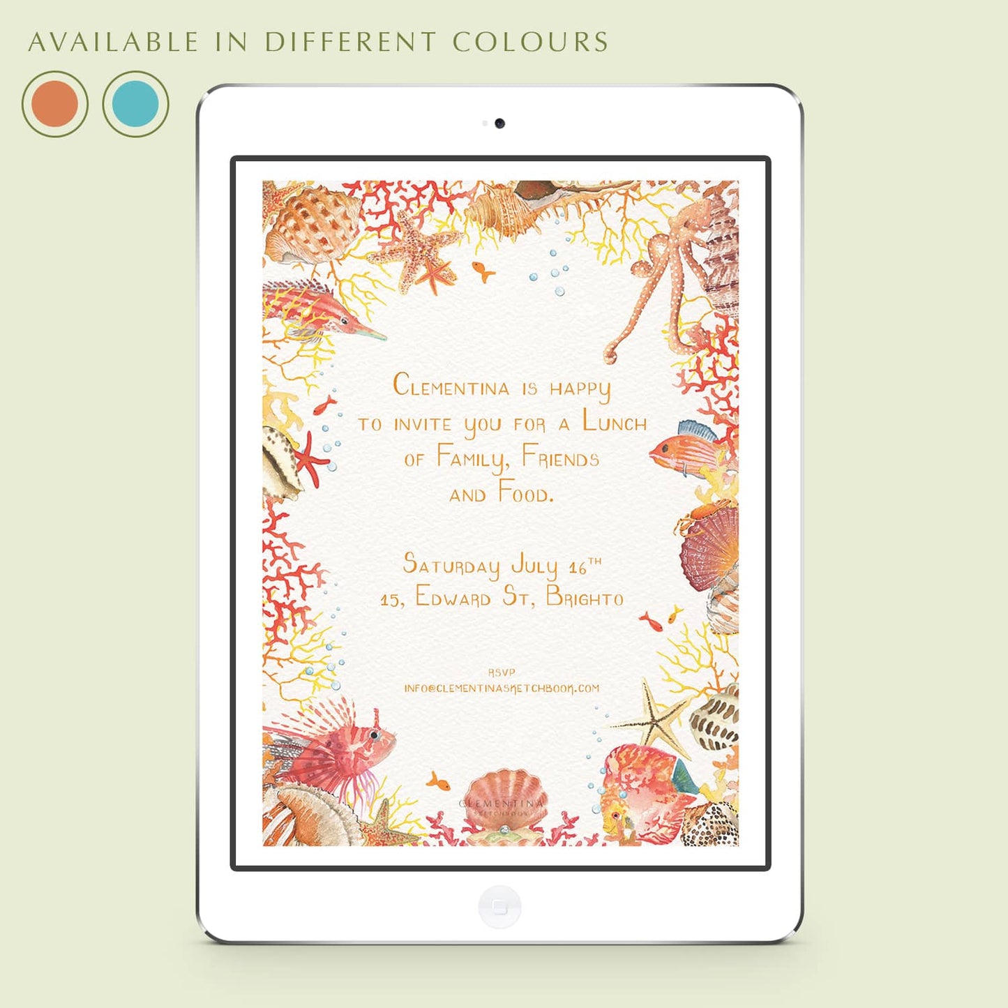 Coral Reef Digital Invitation - Cover - 01