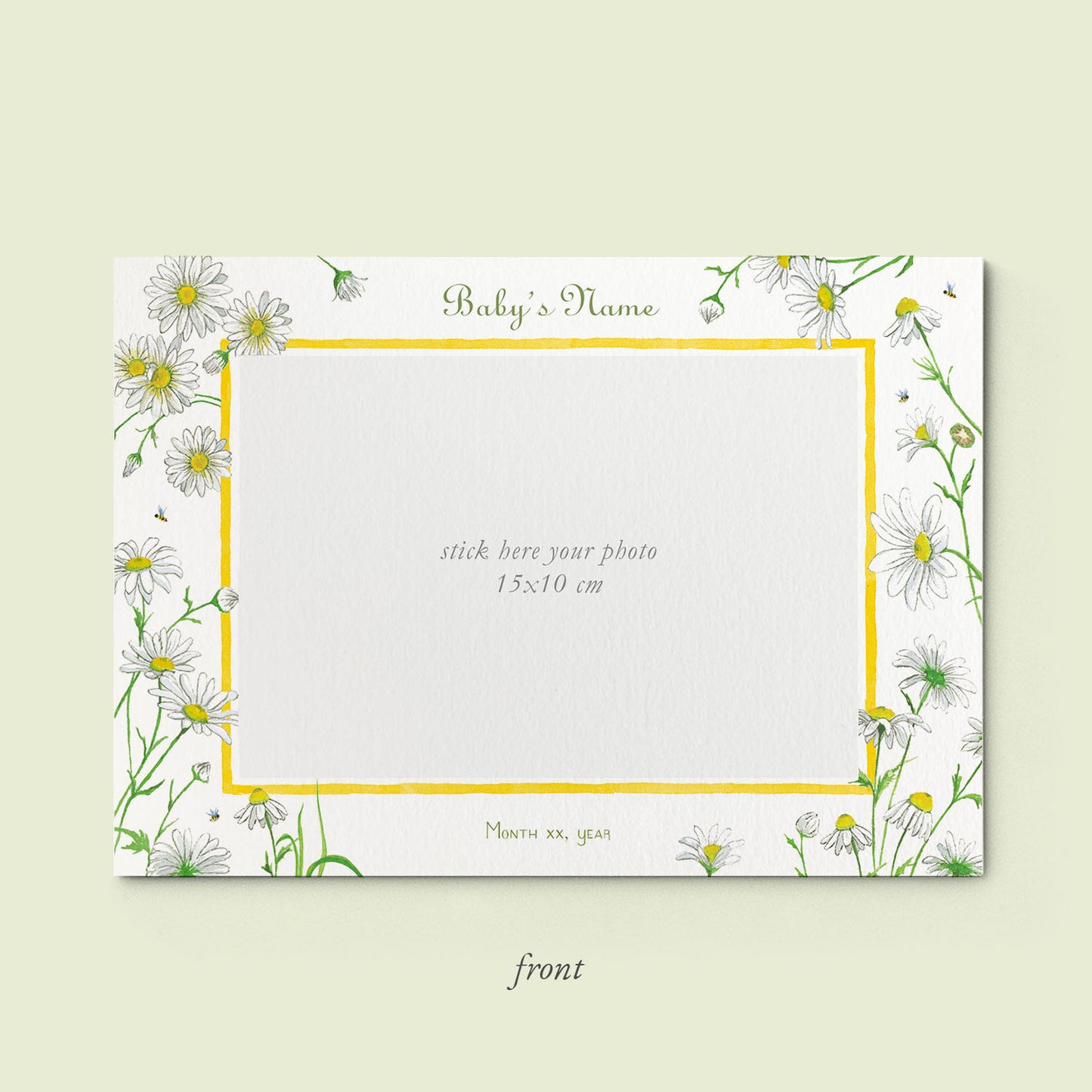 Daisies Printed Birth Announcement with photo