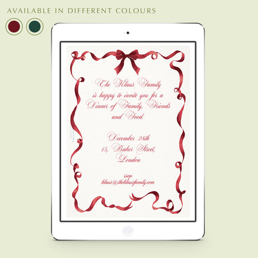 Festive Ribbon Digital Invitation Digital Burgundy - Cover