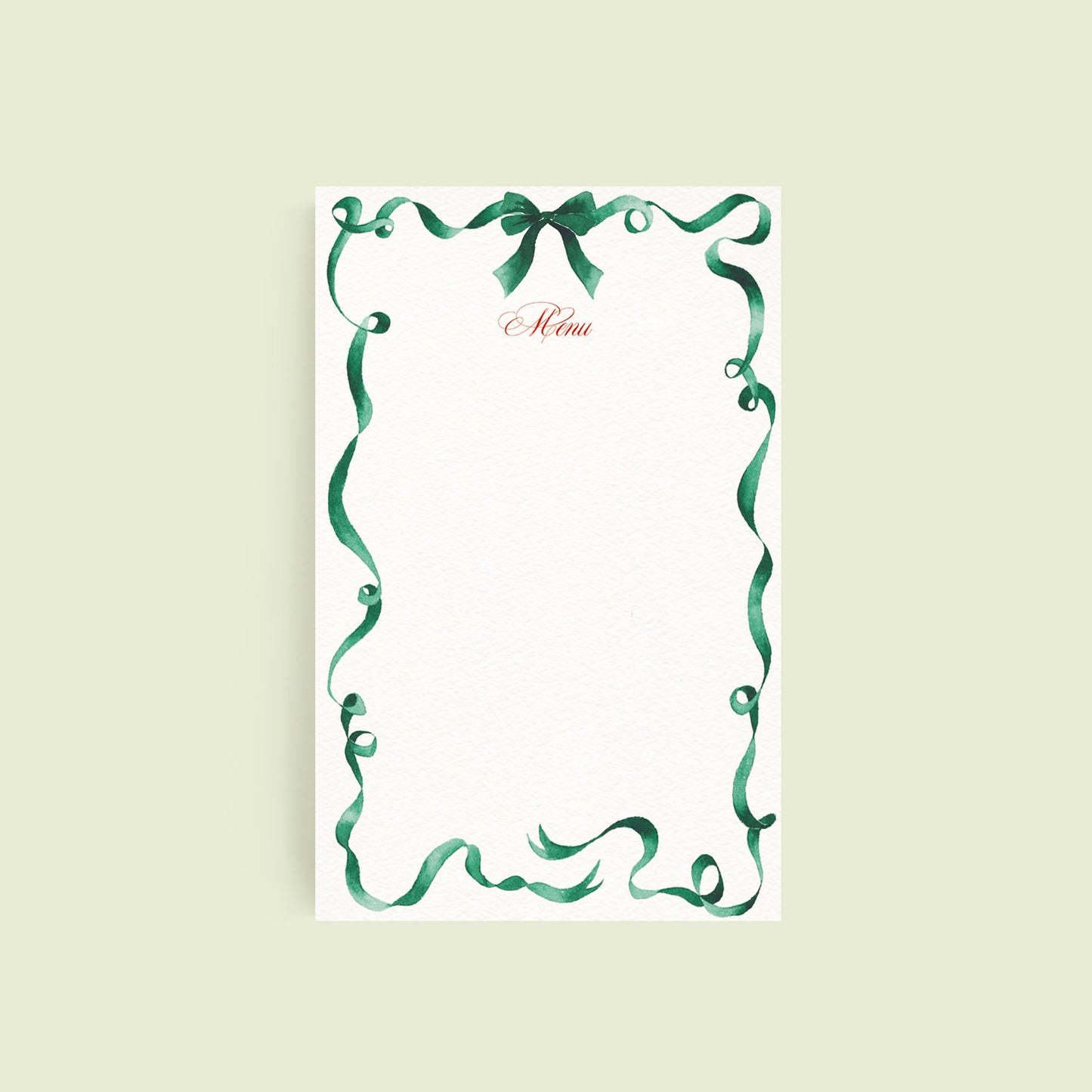 Festive Ribbon Menus - Green - 1