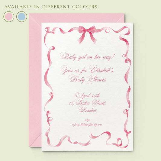 Festive Ribbon Baby Shower Printed Invitation