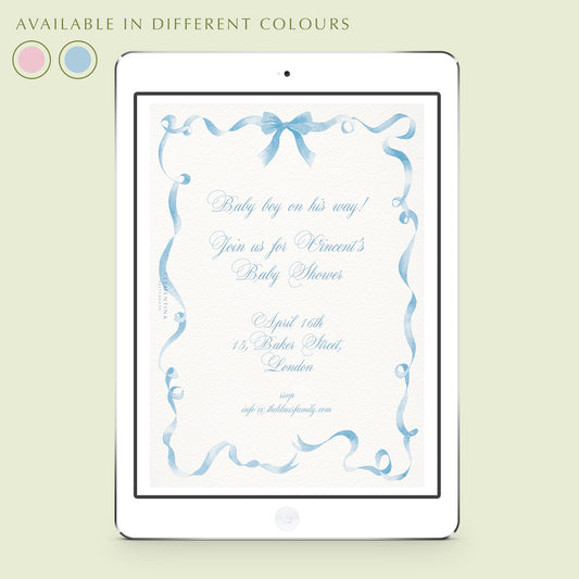 Festive Ribbon Baby Shower Digital Invitation