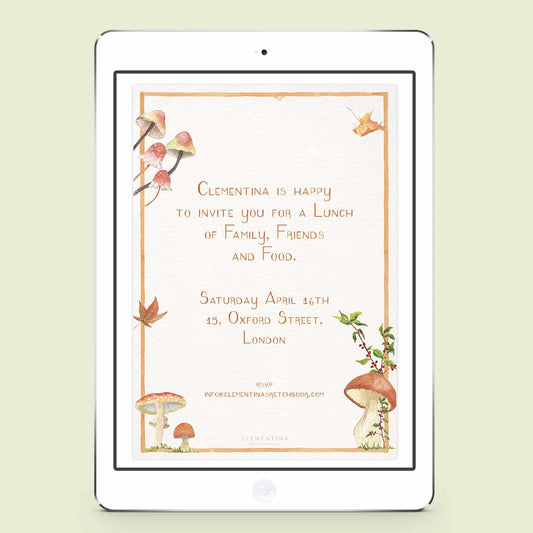 Forest Mushrooms Digital Invitations - Cover - 01