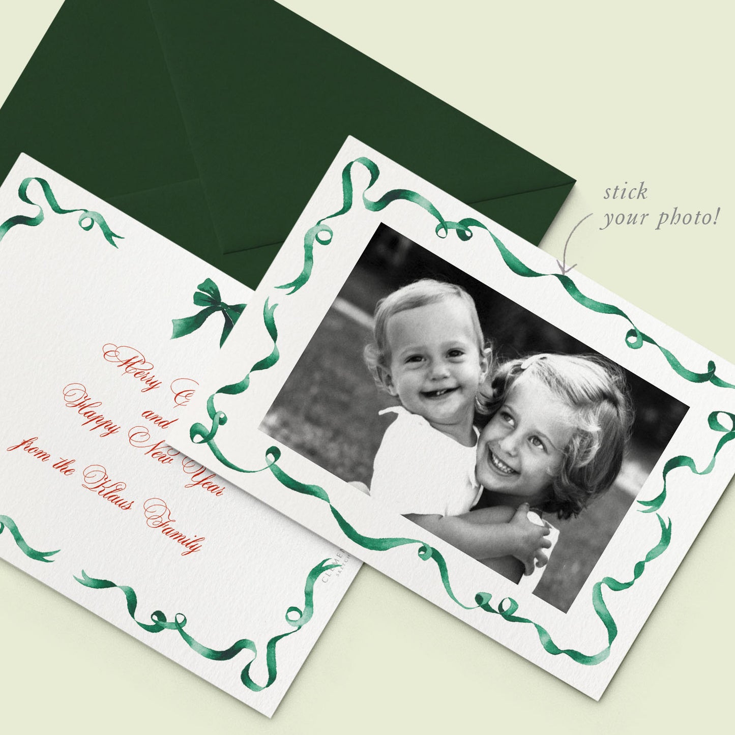 Green Ribbon Printed Family Cards Green - 04