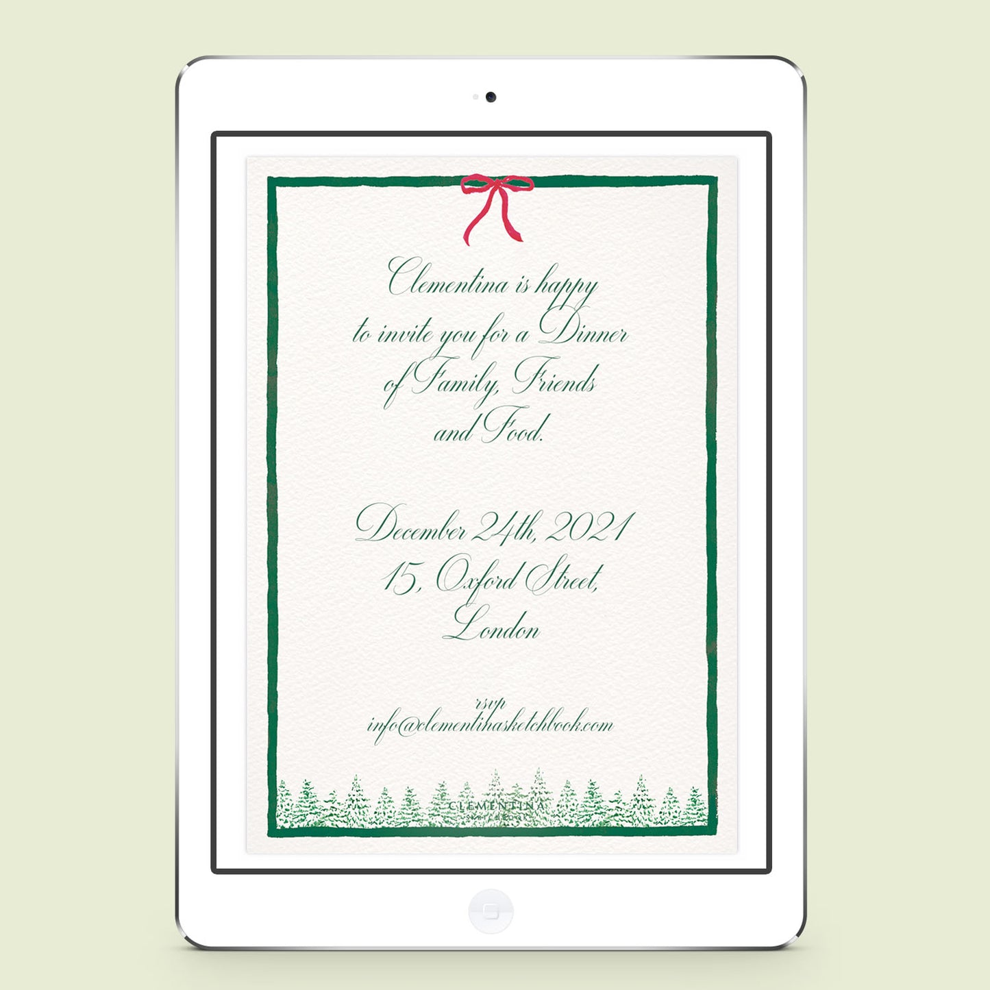 Green Pines Digital Invitation