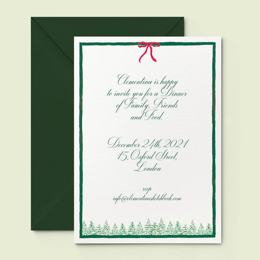 Green Pines Printed Invitation