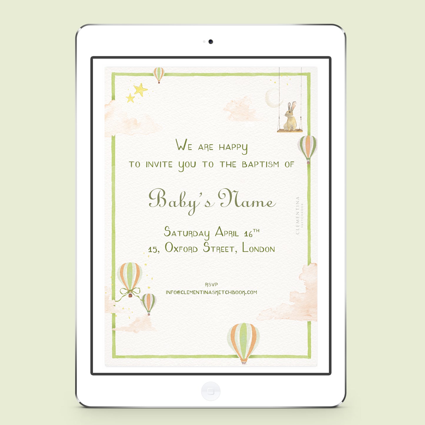 Hot Air Balloons Digital Invitation - 03