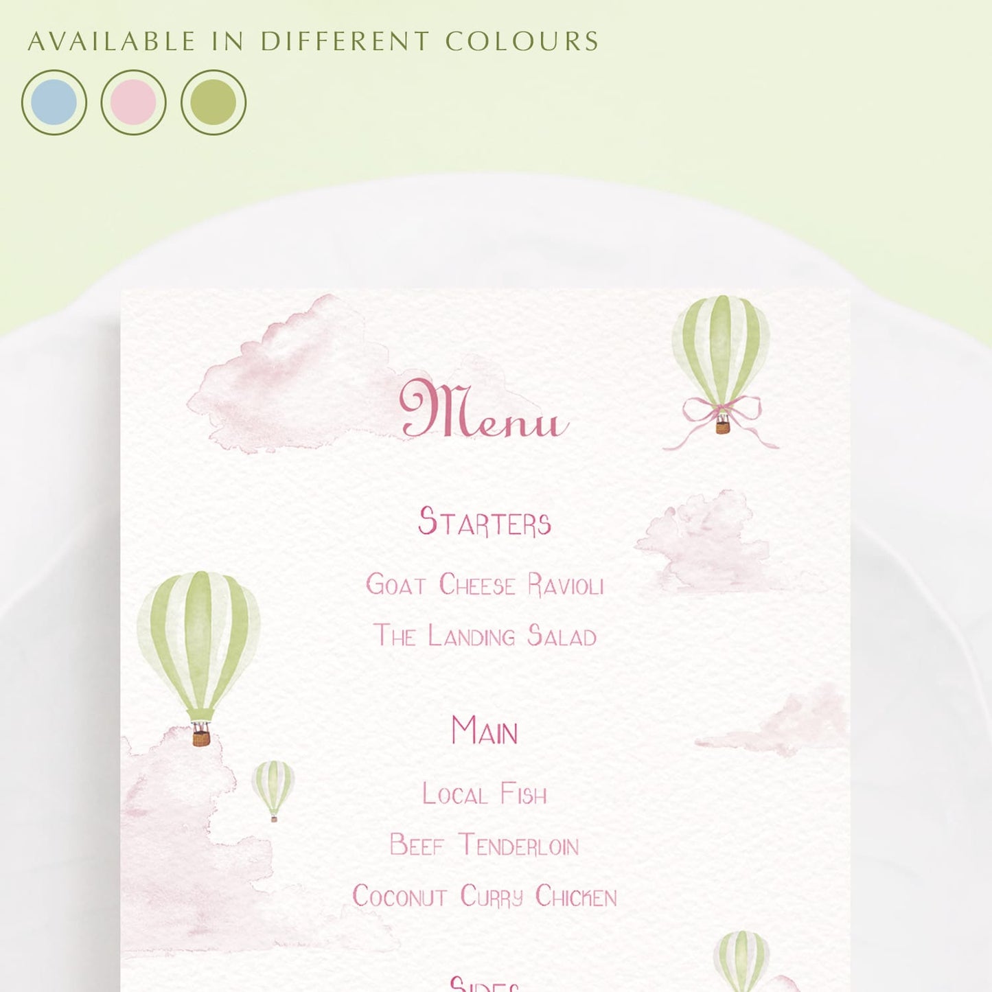 Hot Air Balloons Menus - 2