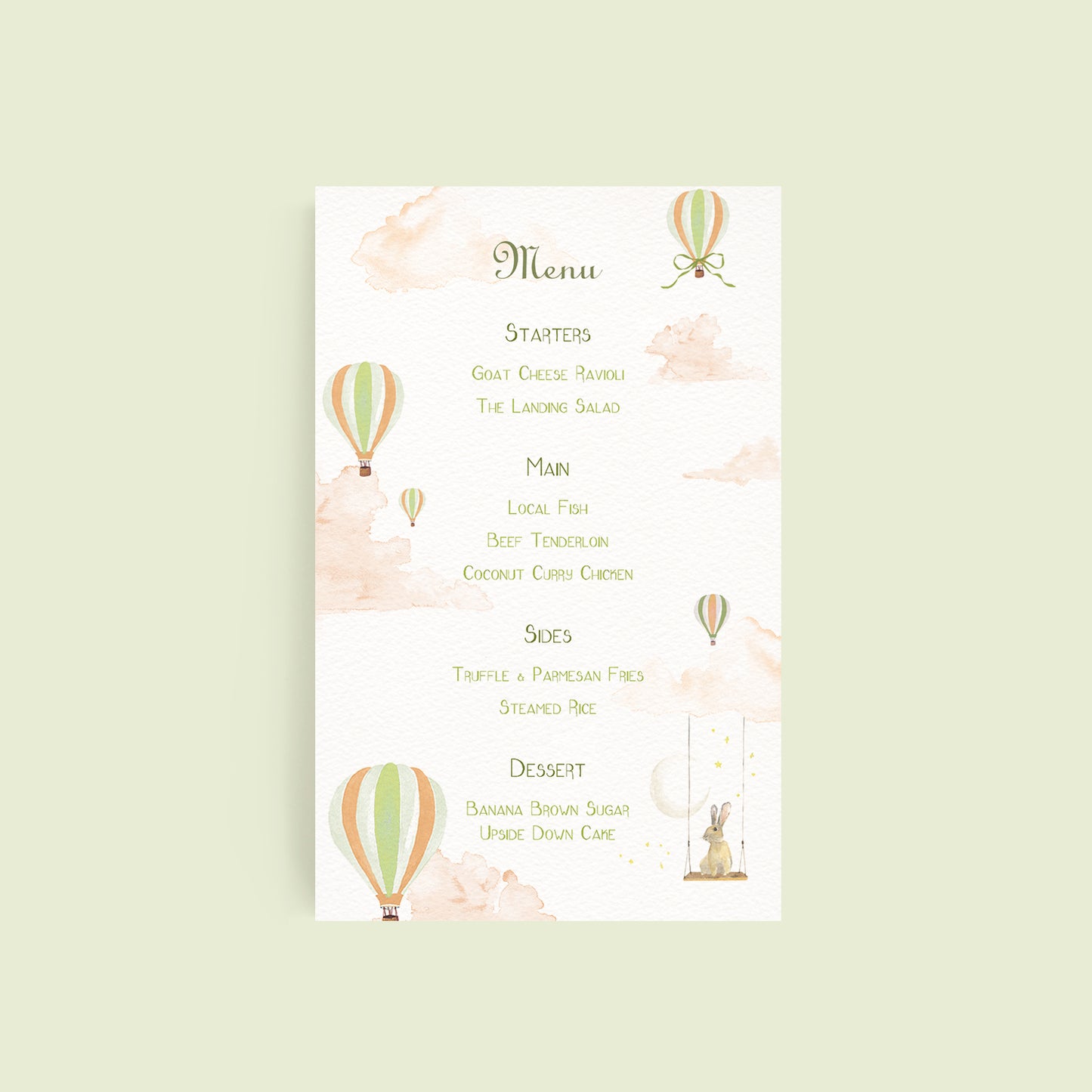 Hot Air Balloons Menus - 4