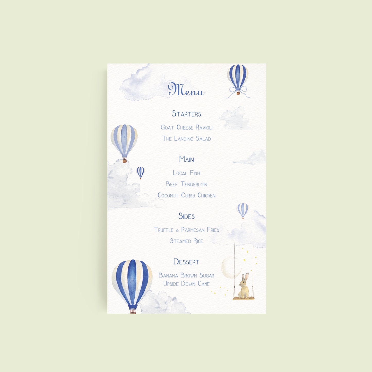 Hot Air Balloons Menus - 5