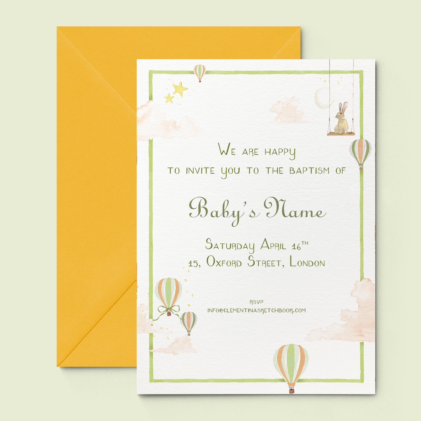 Hot Air Balloons Printed Invitations - 03