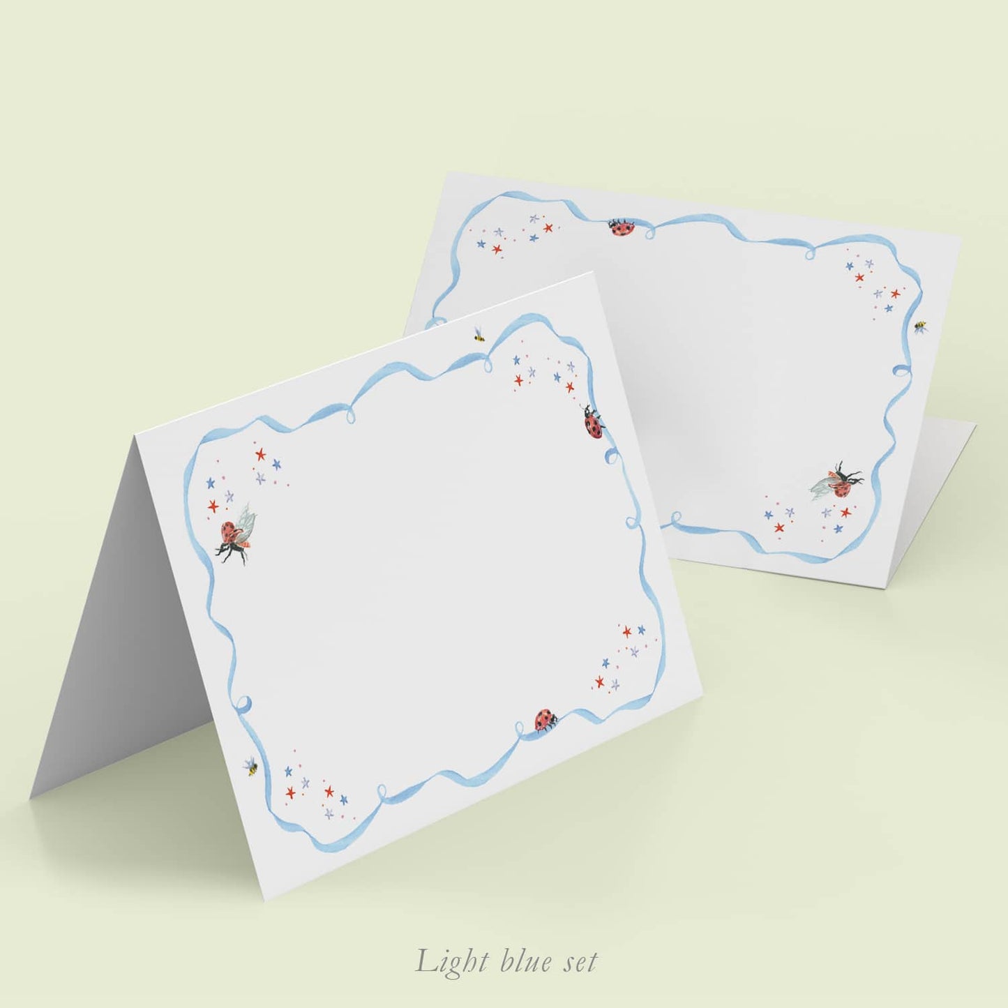 Ladybugs place cards - KIDS - Light blue Variation
