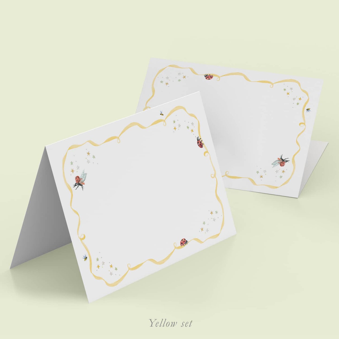 Ladybugs place cards - KIDS - Yellow Variation
