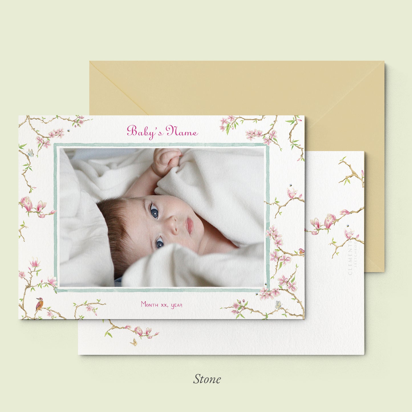 Magnolia birth announcement - PRINTED - 4_stone