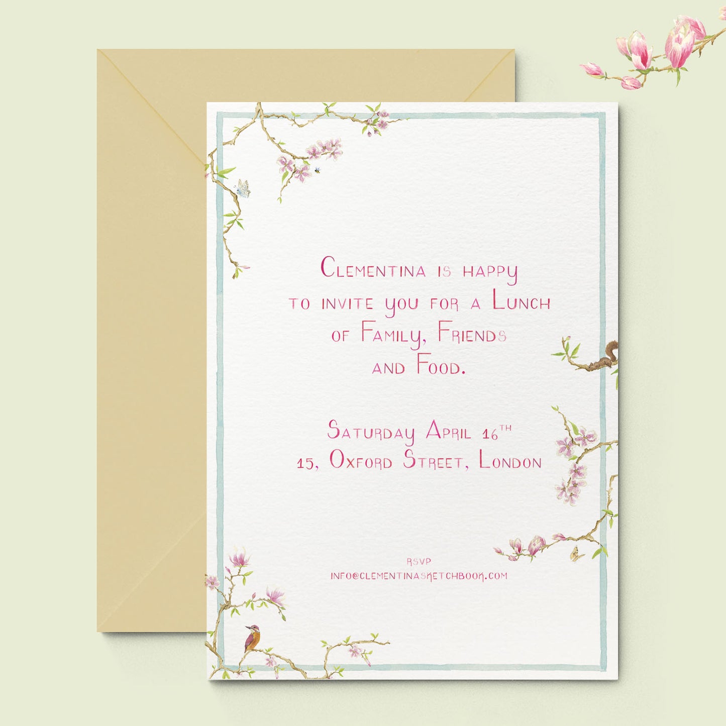 Magnolia Printed Invitation