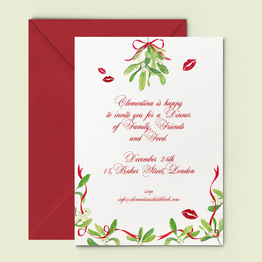 Mistletoe Kiss Printed Invitations - 01