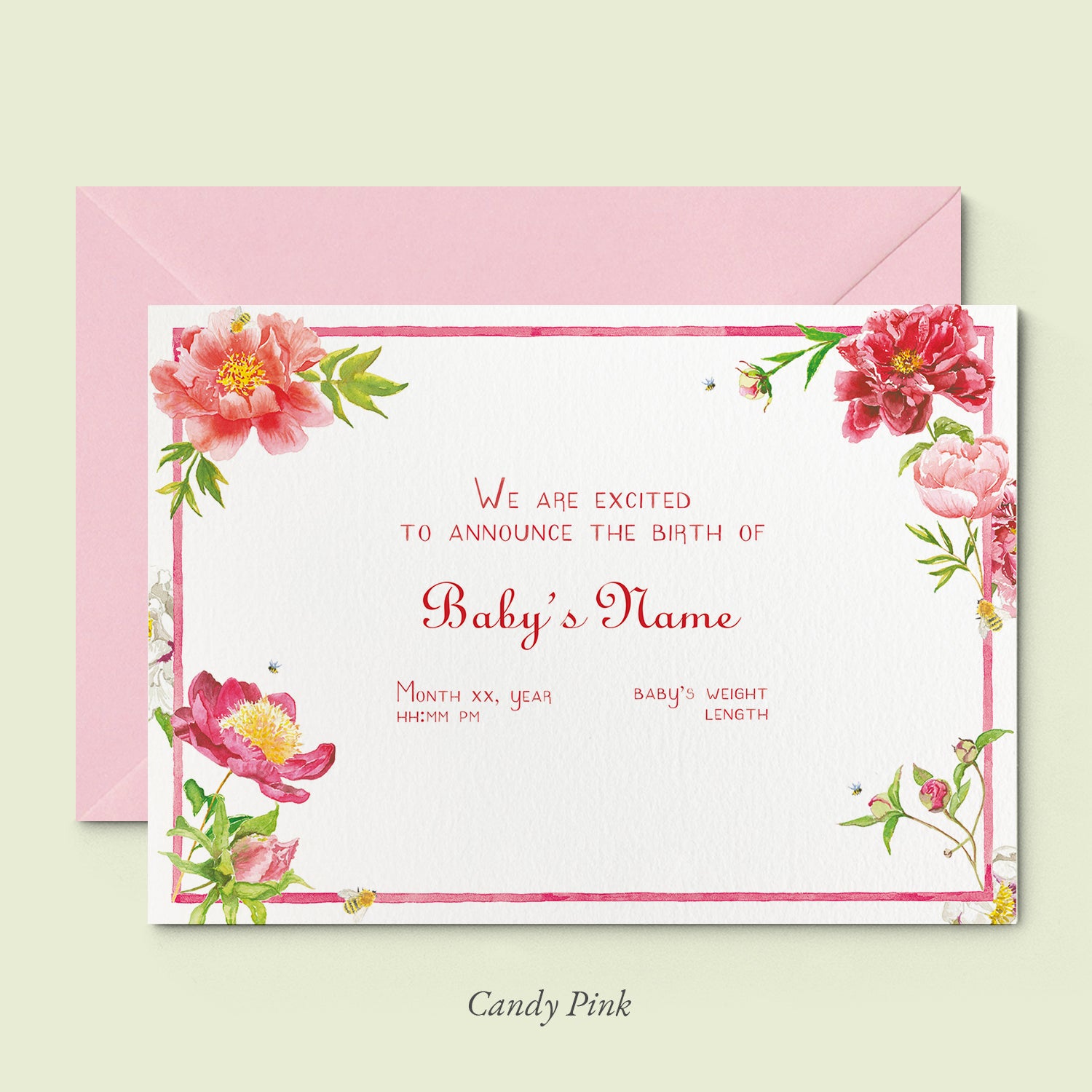 Peonies birth announcement - PRINTED NO PHOTO - 01 copy 2