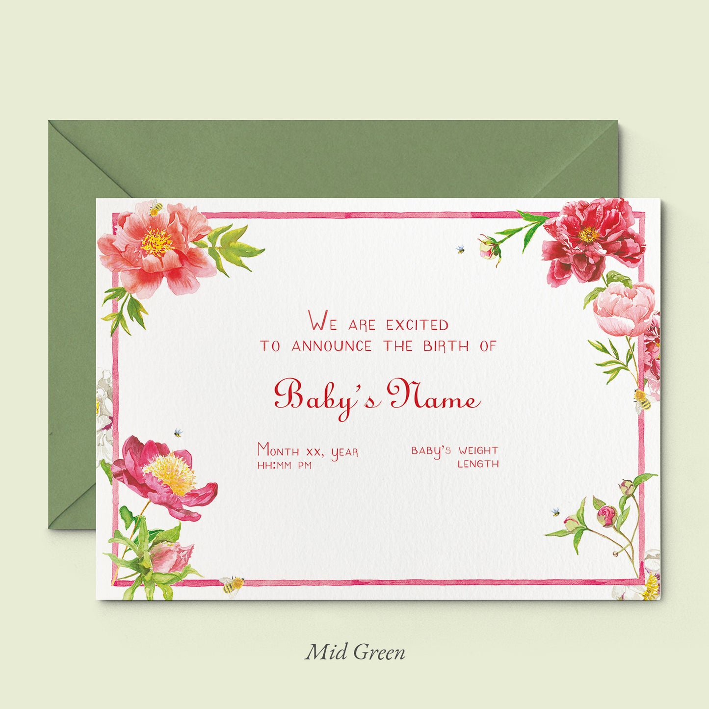 Peonies birth announcement - PRINTED NO PHOTO - 01 copy