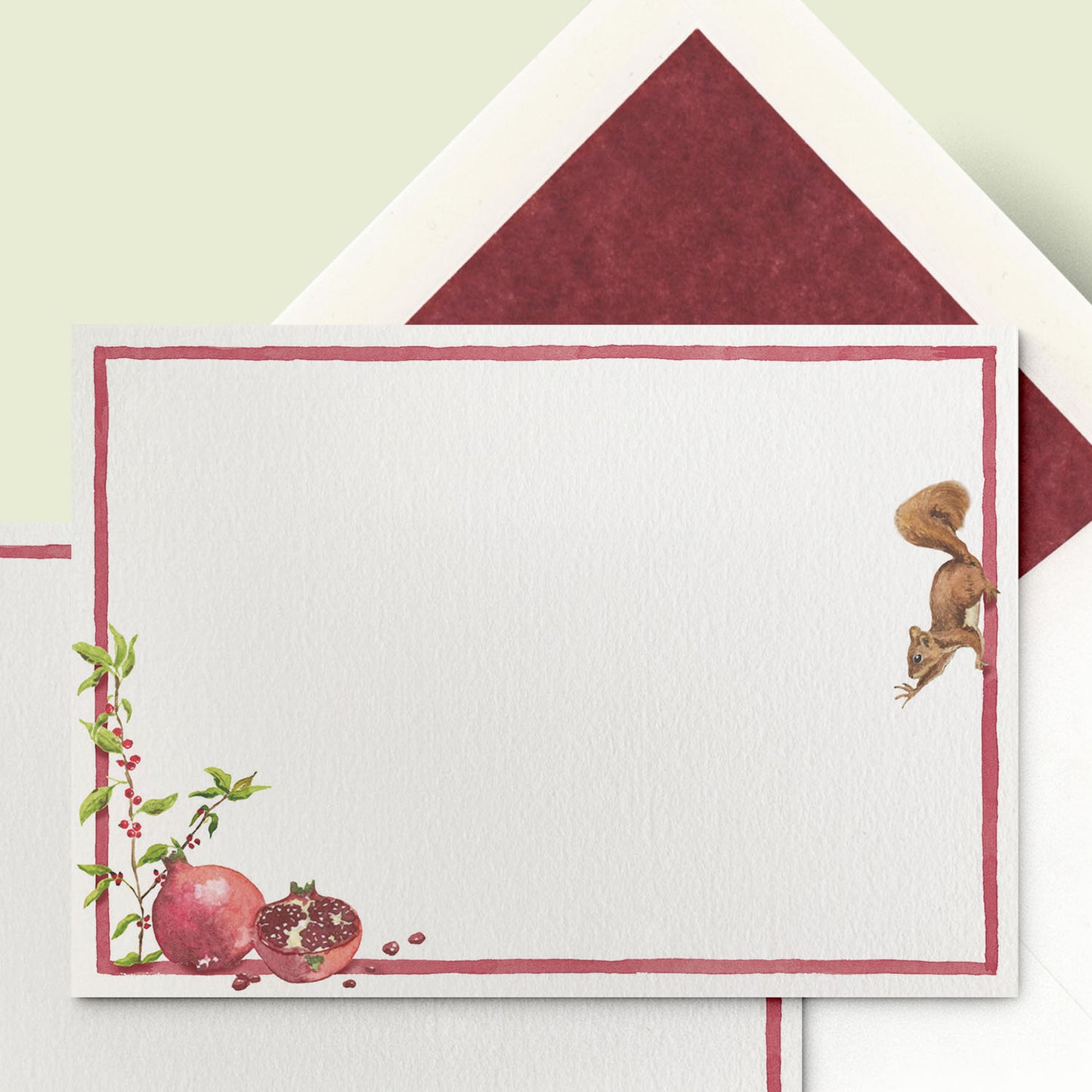 Pomegranate & Squirrels Stationery Cards