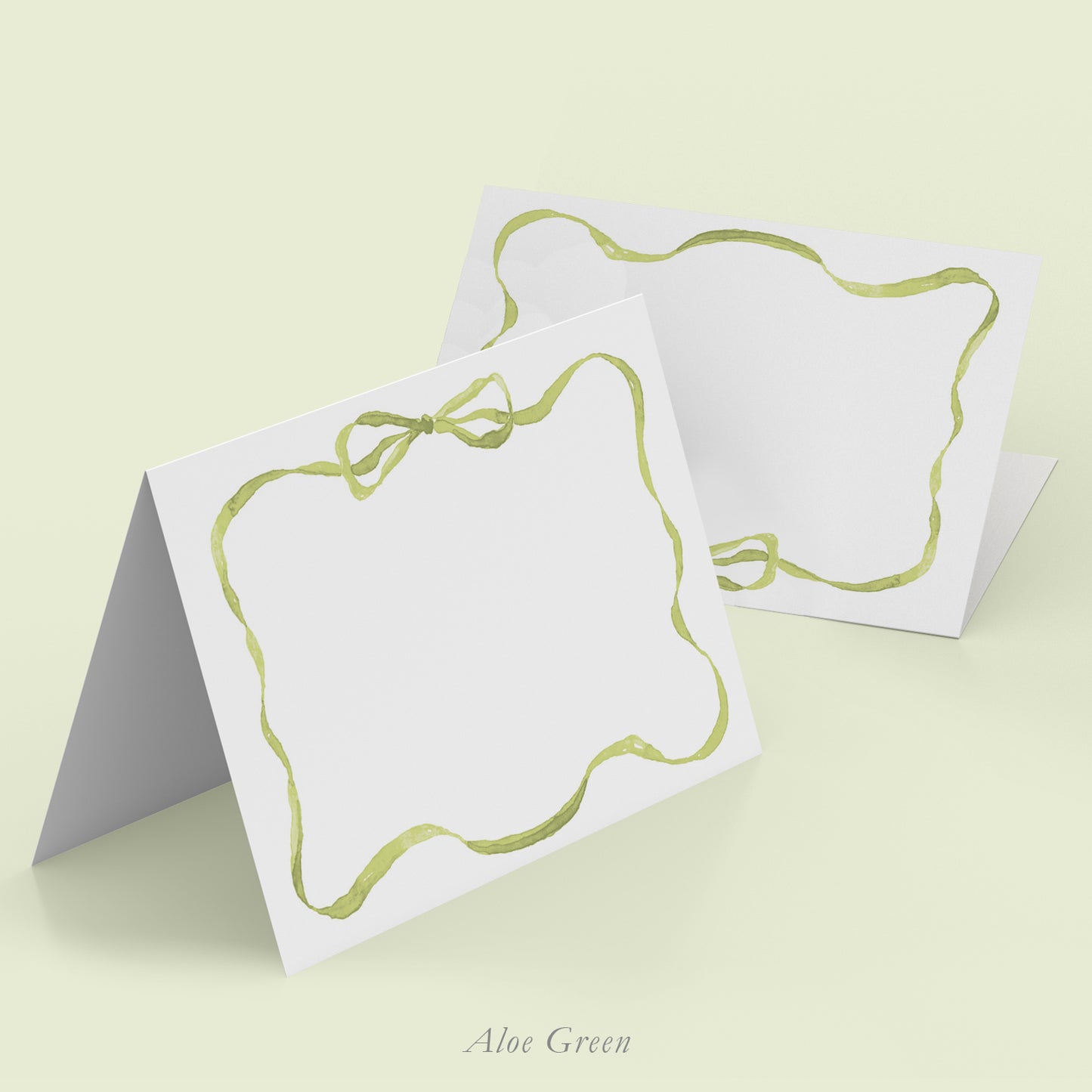 Rainbow Ribbons Place Cards - Aloe Green