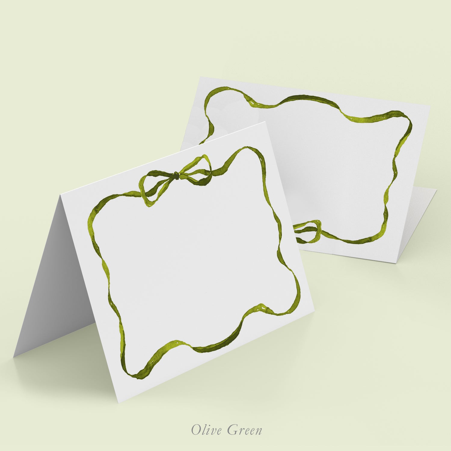 Rainbow Ribbons Place Cards - Olive Green