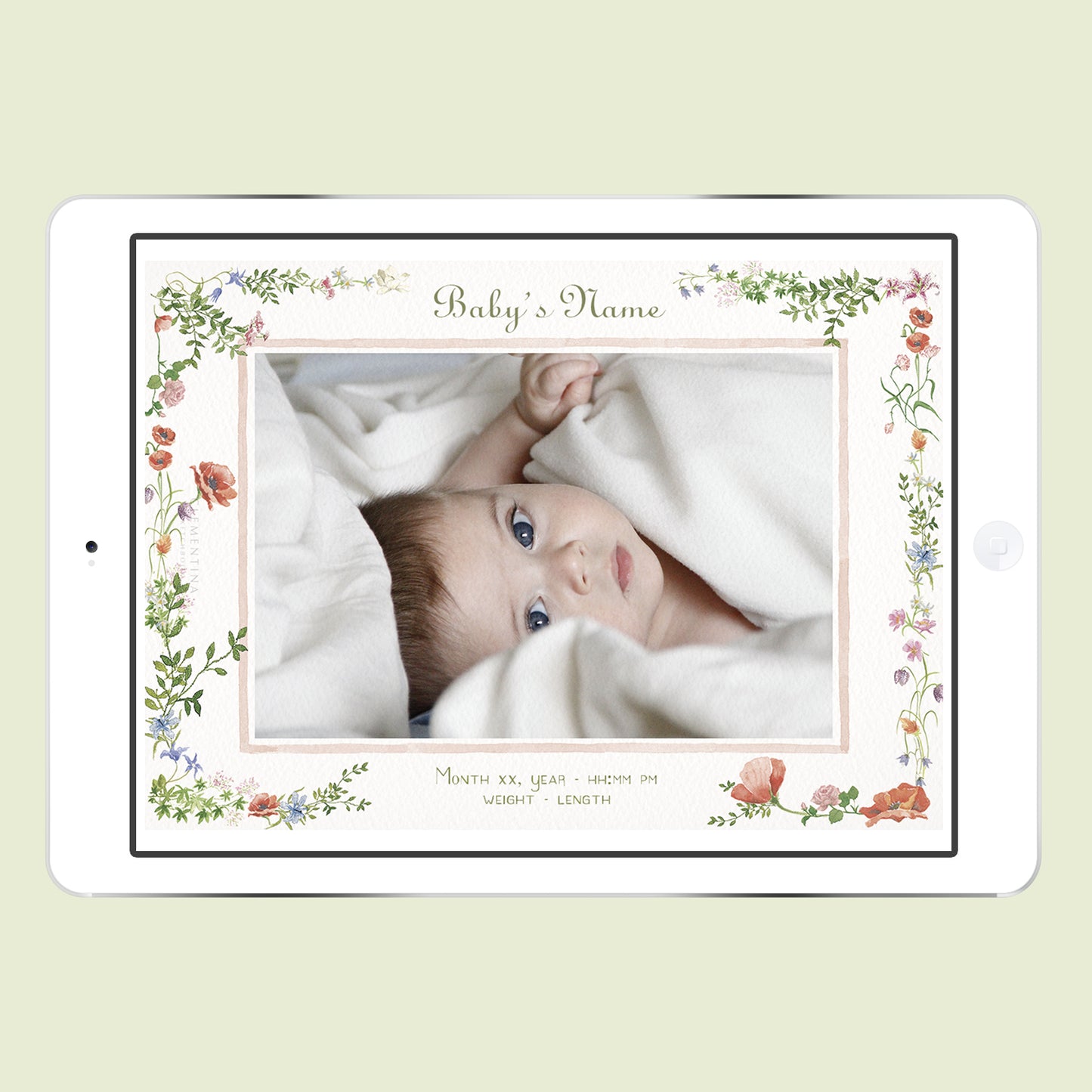 Wild Blooms Digital Birth Announcement