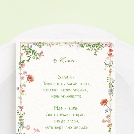 Wild Blooms Menus