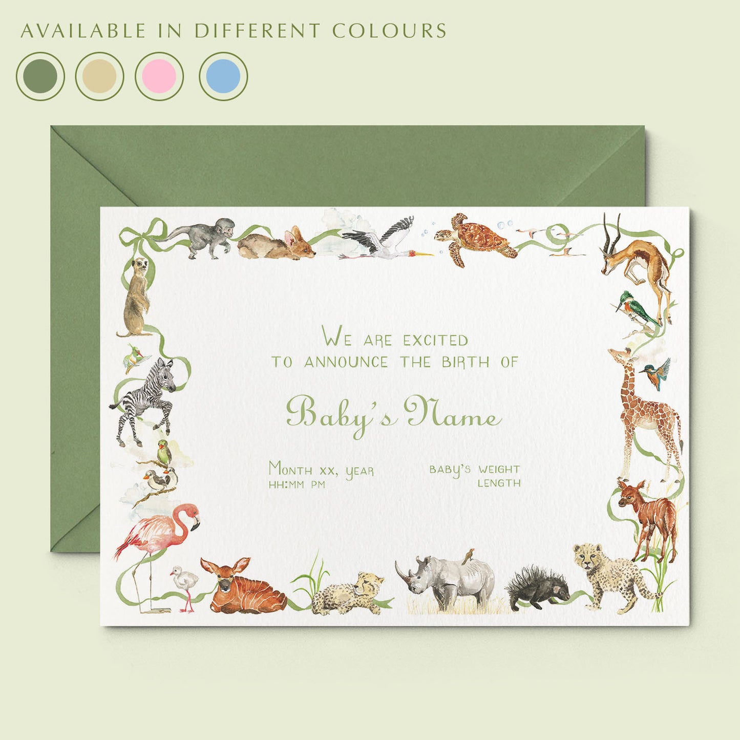 Little African World Printed Birth Announcement