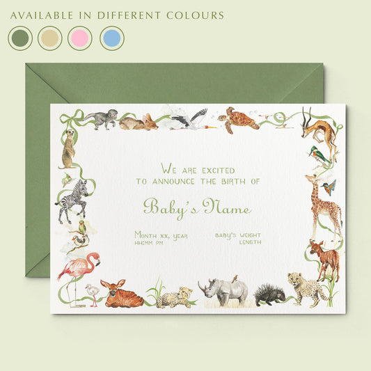 Little African World Printed Birth Announcement