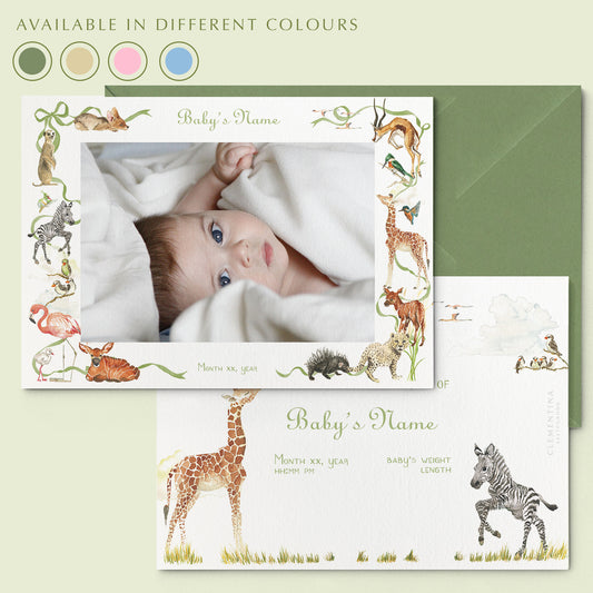 Little African World Printed Birth Announcement with photo