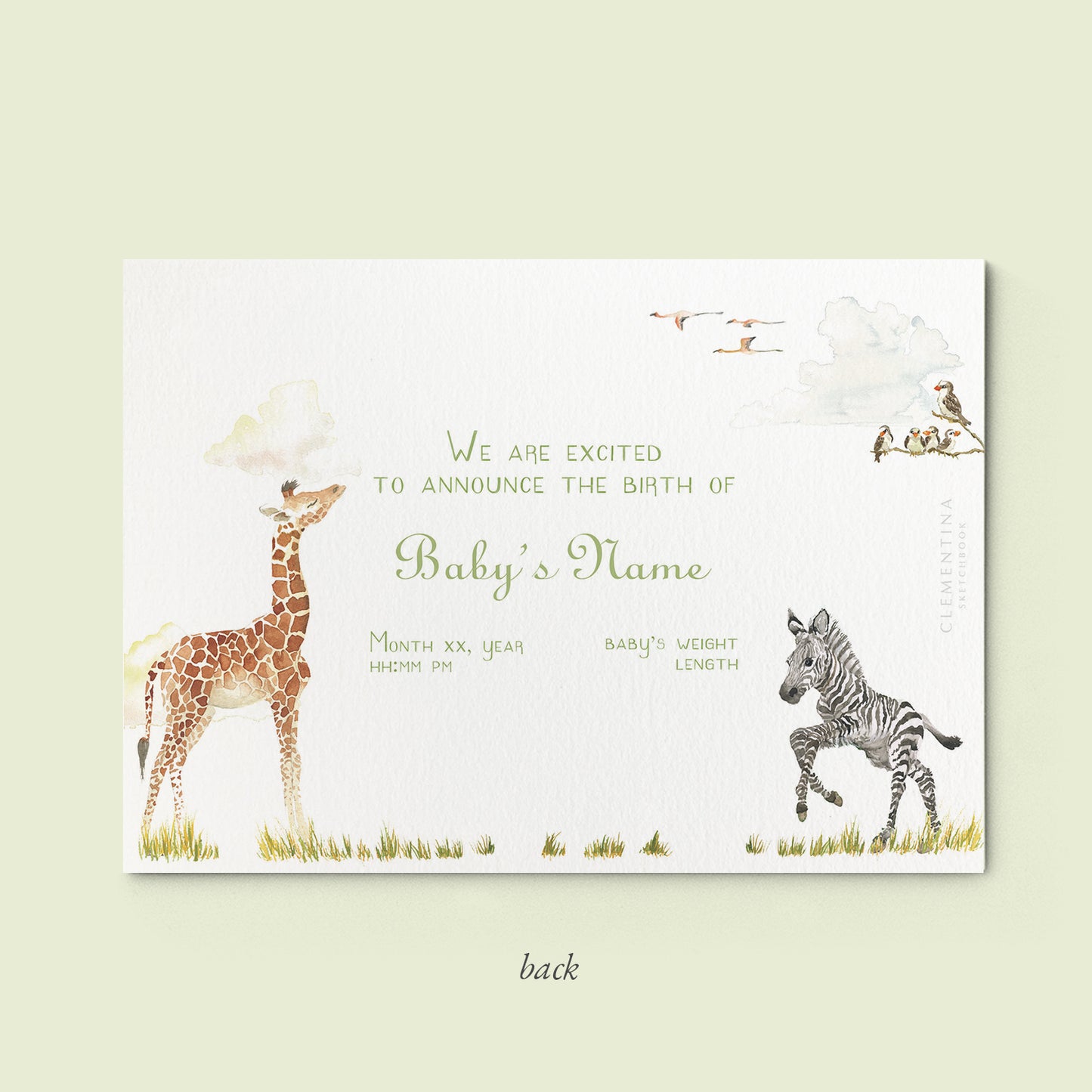 Little African World Printed Birth Announcement with photo