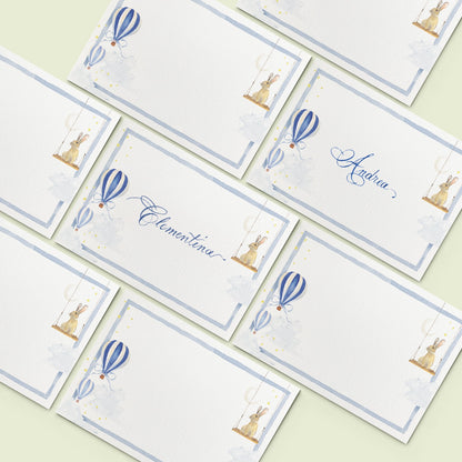 Baby Hot Air Balloons Place cards Blue - 04