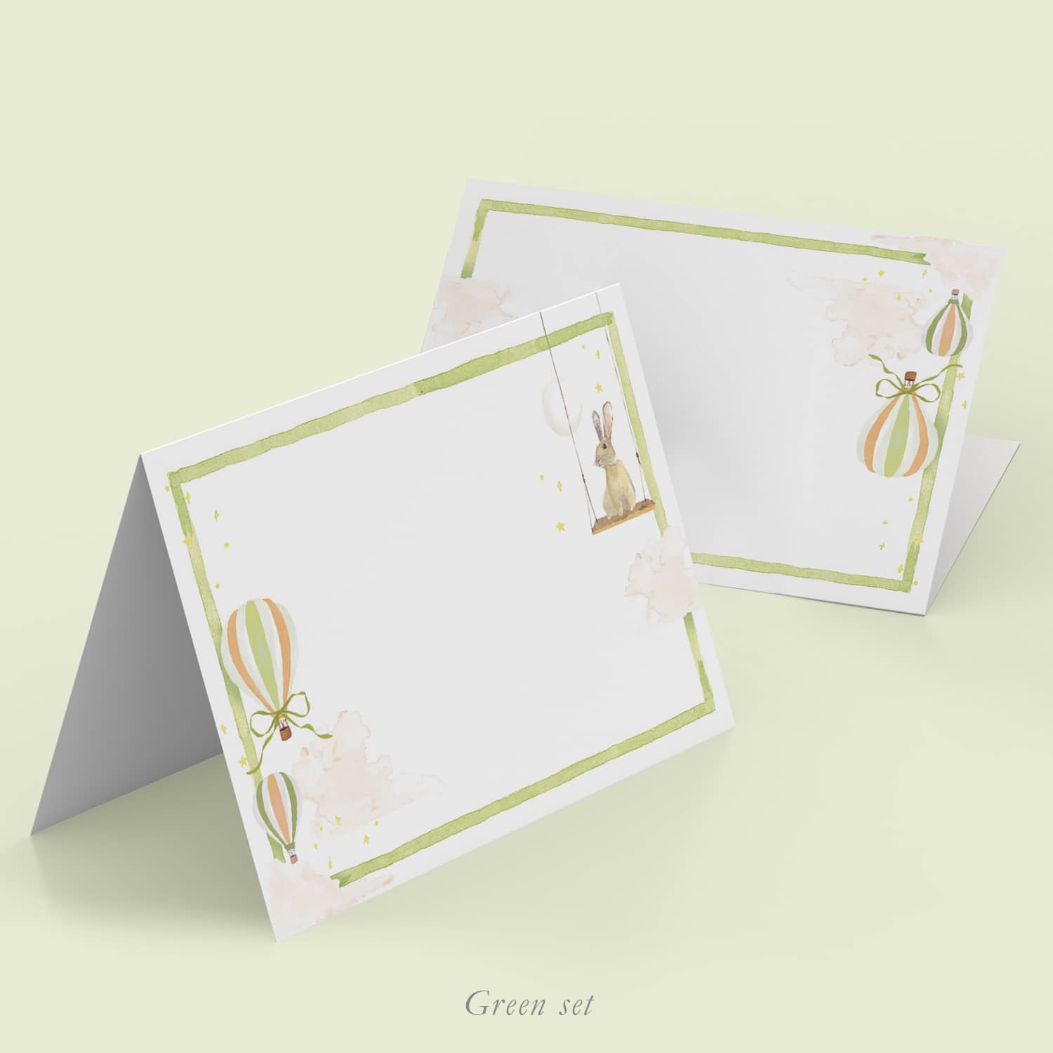 Baby Hot Air Balloons Place cards - Green variation
