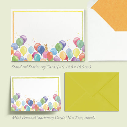 Birthday Balloons Mini Personal Stationery Cards