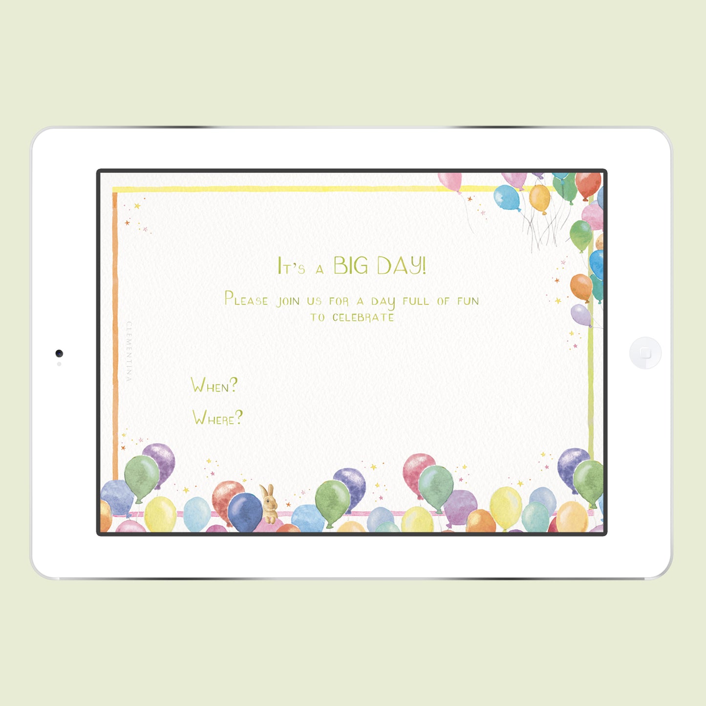 Birthday Balloons Digital Party Invitation