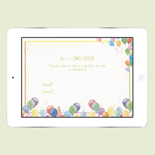 Birthday Balloons Digital Party Invitation